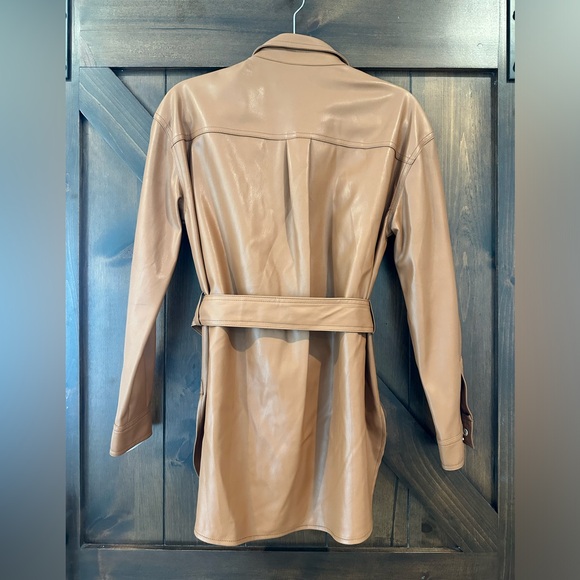 Love Tree Cognac Faux Leather Shirt Jacket - Picture 2 of 5